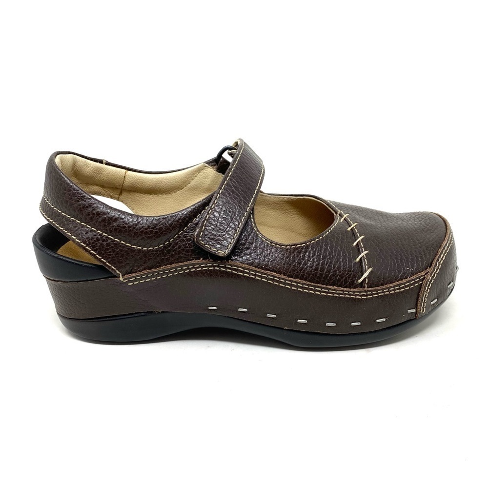 Wolky Cloggy shoes Brown pebbled leather comfort clogs